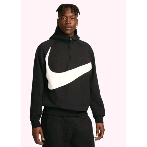 Nike Swoosh 1/2 Zip Hoodie Fleece Pullover Sweatshirt Size Medium Unisex L/S - Picture 1 of 11